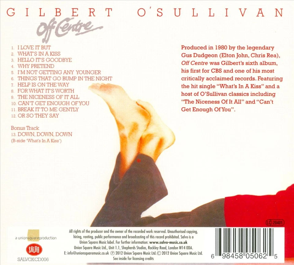 GILBERT O'SULLIVAN - OFF CENTRE [DIGIPAK] NEW CD - Image 1 of 1