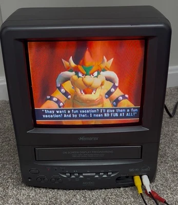 🔥Memorex MVT2090 电视/VCR 组合 VHS 播放器 复古游戏电视 9 英寸 复古 CRT — 第 1/4 张图片