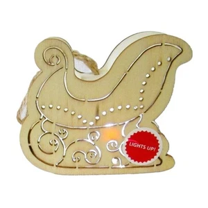 ArtMinds Wood Christmas Ornament Pre-lit Santa’s Sleigh Tabletop or Tree  - Picture 1 of 3