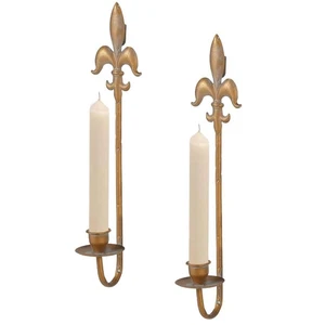 Candle Sconces Wall Decor Set of 2, Fleur De Lis Wrought Iron Candle Holder W... - Bild 1 von 6