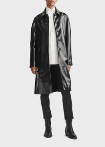 Rag N Bone New York "Morin" faux leather car coat in black size 0/UK6 BNWT - Picture 1 of 21