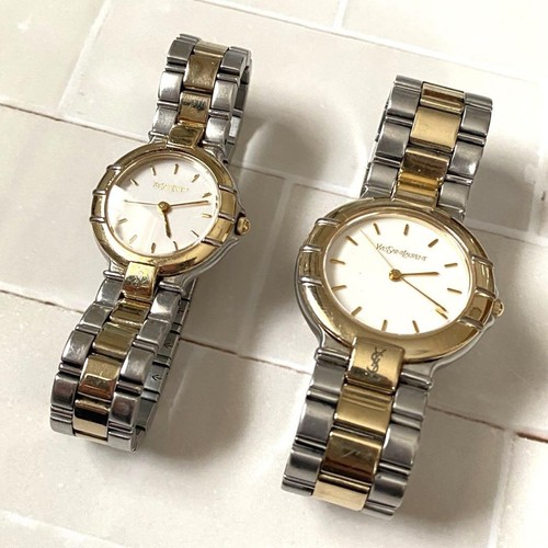 SAINT LAURENT (YSL) Yves Saint Laurent GN 4 S coppia orologi al quarzo usati batteria necessari non funzionanti