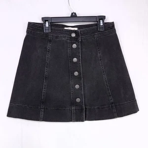 Madewell Metropolis Snap Jean Skirt Size 4 Black Button Up Mini Denim - Picture 1 of 9