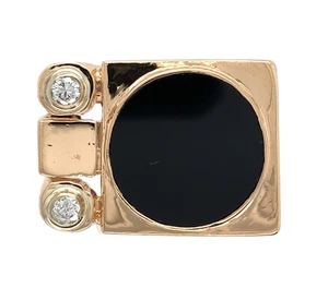14k Yellow Gold Men's Modern Genuine Natural Black Onyx Diamond Ring (#J7306) - Picture 1 of 9