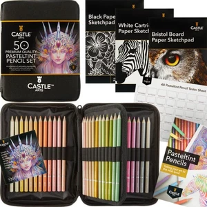 48 Pasteltint Coloured Pencils Set with Extras | Quality Colours in Softer Su... - Picture 1 of 6