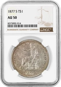 1877 S T$1 Trade Dollar Silver NGC AU50 About Uncirculated Coin - Picture 1 of 4