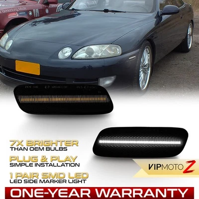 Smoke 92-00 Lexus SC300 SC400 Front LED Side Marker Lights Signal Lamp Pair Kit Foto 1 de 4