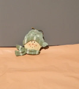 Vintage Pflaumenpudding Schneemann Kopf trägt Mütze/Schal Weihnachtsschmuck - Bild 1 von 3