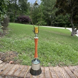MCM Metal / Wood Table Lamp With Lighted Base RARE Missing Shade - Picture 1 of 5