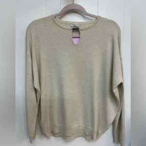 Brunello Cucinelli Cashmere Wool Silk Cream Sweater Keyhole Women's Small Beaded - Picture 1 of 4
