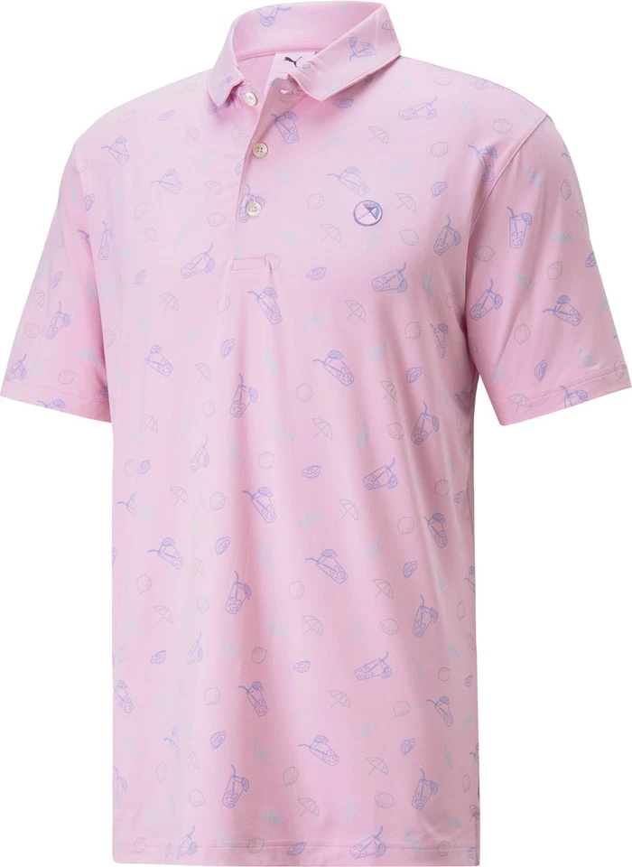 Puma Golf Shirt Polo Arnold Palmer Cloudspun Contender Print XL Pink