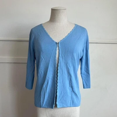 periwinkle blue 90s one button open cardigan pastelcore softgirl cleangirl - Image 1 of 4