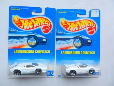 Hot Wheels 2 Lamborghini's #232 blanco lambo countach con ruedas de 5 orificios ¡leer! Foto 1 de 3