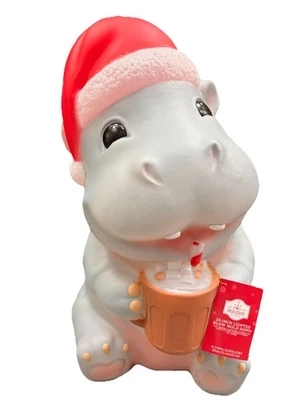 CHRISTMAS BABY Hippo BLOW MOLD 25" LIGHTED YARD DECOR Holiday Time NEW