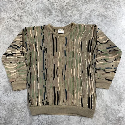 Suéter masculino vintage Coogi pequeno malha 3D algodão mercerizado feito na Austrália anos 90 - Imagem 1 de 4