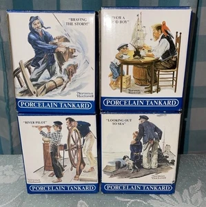 4er Set Norman Rockwell Seafarers Collection Krug Becher Long John Silvers 1985 - Bild 1 von 10