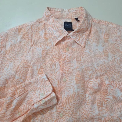 Camisa AZUL Saks Fifth Avenue Floral Manga Larga Lino - Talla L Calce Ajustado (R6) Foto 1 de 4