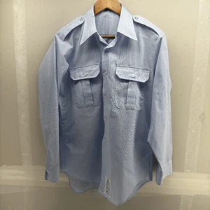 Camicia vintage US Air Force pilota cadetto vestito abbottonata 2 tasche blu 15,5-33 M - Foto 1 di 5