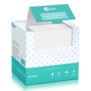 50 Disposable Face Towels, 10"×12", Face Towelettes XL, Ultra Soft Makeup Remove - Picture 1 of 9