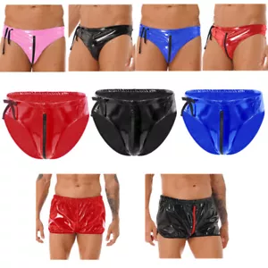 Herren Glänzend Swim Shorts Bulge Pouch Tanga Höschen Bikini Slip Unterwäsche - Picture 1 of 60