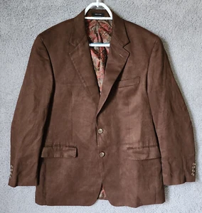 Ralph Lauren Brown Suede 2 Button Blazer Suit Jacket Size 40R 100% Polyester - Picture 1 of 14