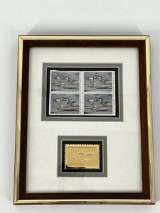 1993 VTG DUCKS UNLIMITED Stamps (4) $5, (1) Gold foil replica, Framed Dbl Matted - Picture 1 of 8