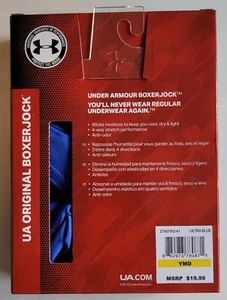 Under Armour Boys Performance Boxer Briefs YMD YLG Youth UA Boxerjock Blue New - Picture 1 of 8
