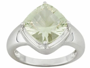 Anillo de plata esterlina sotario cojín cuadrado prasiolita de 3,95 quilates talla 7 - Imagen 1 de 1