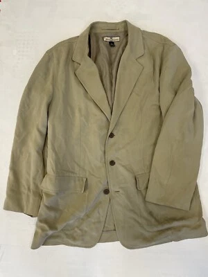 Chaqueta de seda Tommy Bahama de 3 botones de un solo pecho en caqui talla XL Foto 1 de 4