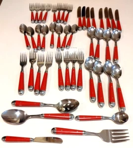 (45) Oneida PALETTE CRIMSON RED Stainless Flatware Service for 8 & Serve Set - Picture 1 of 7