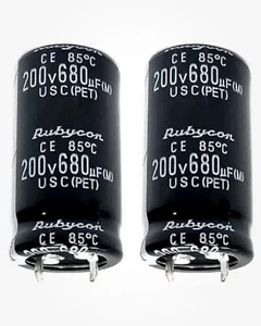 2 x Rubycon 200V 680uF Aluminum Electronic Capacitor 22mm x 40mm - Picture 1 of 4