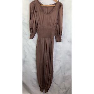 Jens Pirate Booty Free People Jumpsuit Mauve Brown SZ S Cool Water Smocked