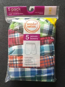 Boys Wonder Nation Multicolor Checkered Woven Boxers 5 pck Medium(8) - Picture 1 of 3