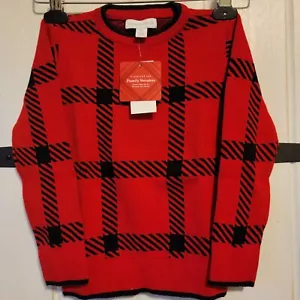 Charter Club Boys Sweater Christmas Holiday Knit Long Sleeve Red Black Size 5 - Picture 1 of 4