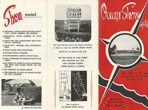 Ocean Shore Motel Miami Beach Florida Vintage 1950's Travel Brochure Photos - Picture 1 of 2