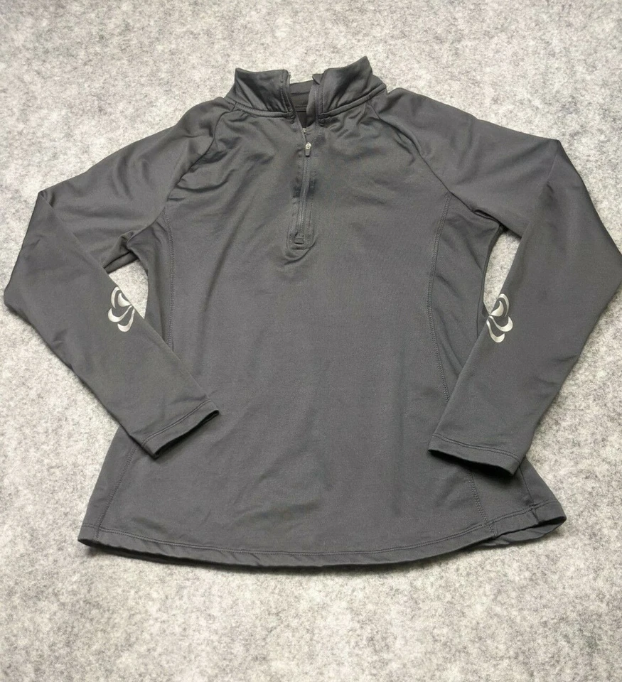 Layer 8 size Large Gray Qtr zip Long Sleeve Thumb Holes Women's Athletic Top - Image 1 of 4