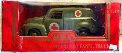 Raro Vintage Novo Na Caixa Mira US Army Ambulance 1950 Chevrolet Panel Truck Escala 1:18 - Imagem 1 de 4