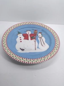 VTG Sakura Debbie Mumm Serving Plate Round Platter 12" Christmas Snowman - Picture 1 of 5