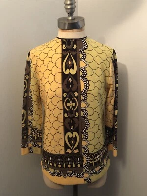 VTG 60s70s ZIO LUIGI FAIRFIELD Psychedelic Mod Twiggy Print Tunic Top Signed S/M - Image 1 of 4