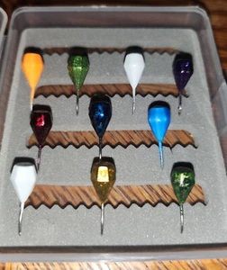 Tungsten Ice Fishing Jig Kit - 10 Jigs mit wasserdichter Box - 4MM DIAMOND mit #14 Haken - Bild 1 von 8