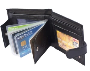 NEW Lovely Quality Men's Soft Black Leather Wallet Credit Card Wallet RFID Safe - Picture 1 of 4