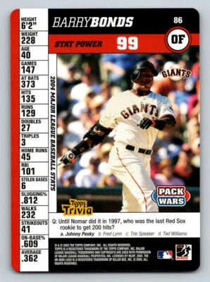 2005 Topps Pack Wars #86 Barry Bonds - Image 1 of 2