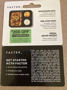 Factor go.factor75.com $200 Off Code Meals Delivered!! Free Shipping - Picture 1 of 4