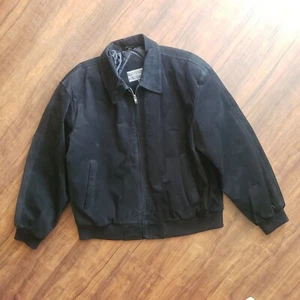 David Taylor Mens Size XL Black Suede Bomber Jacket - Picture 1 of 12