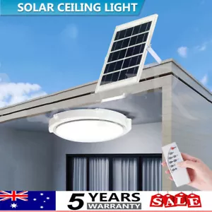 300W Solar Powered LED Ceiling Light 20cm Bedroom Garden Garage Shed Tent Lamp - Picture 1 of 13