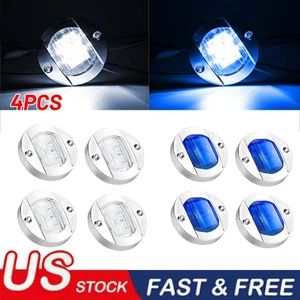 4 luces LED de cortesía redondas azules/blancas para barco marino cubierta de cabina navegación en popa - Imagen 1 de 16