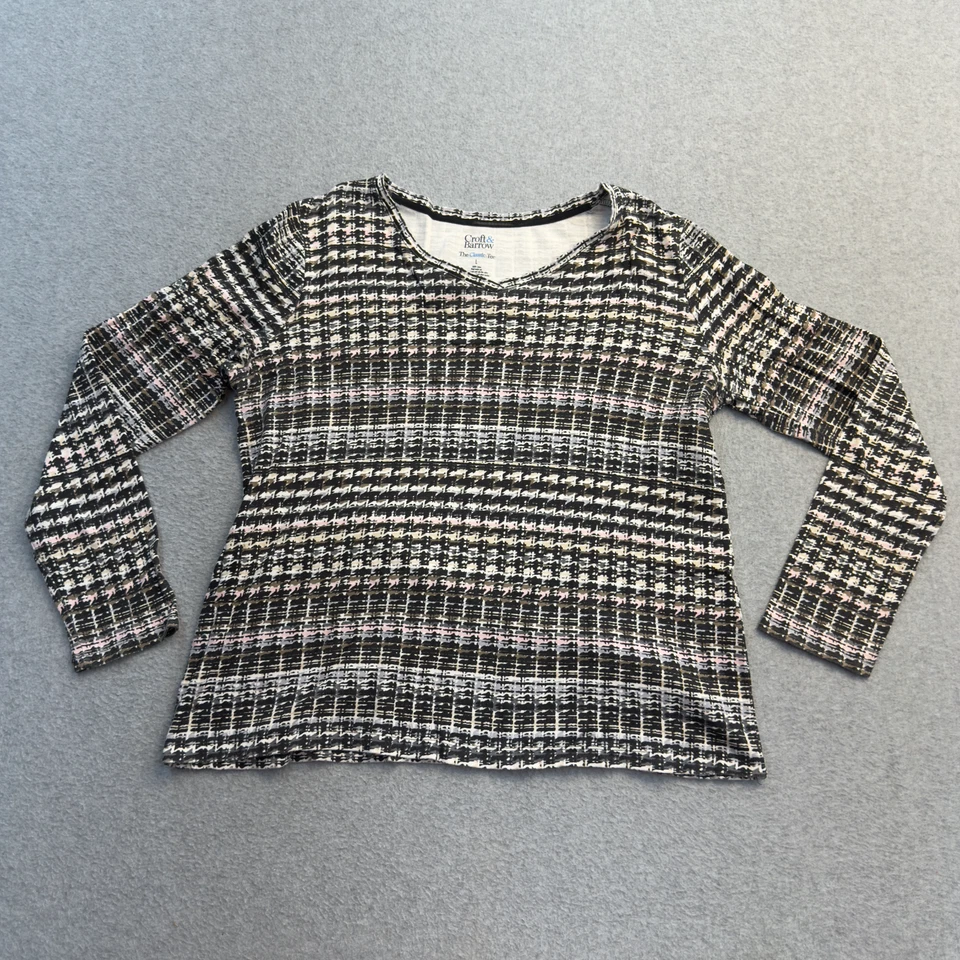 Camisa Croft Barrow Para Mujer Grande Negra Marrón Rosa Abstracta Manga Larga Clásica T Foto 1 de 4