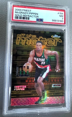2000 Topps Finest Scottie Pippen Tracy McGrady #154 Gold Refractor /100 PSA 7 - Image 1 of 2