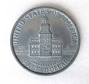 1976 Half Dollar 50 Cent Coin - 3" Metal Medallion Coaster - Picture 1 of 3