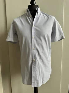 Alexander McQueen Classic Men’s Short Sleeve Shirt - Fine Blue Stripes Size 50 - Picture 1 of 14